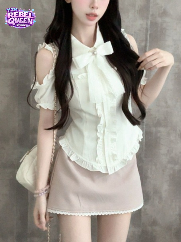 Blouse Off Shoulder - Japanese Sweet New 2 Piece Sets