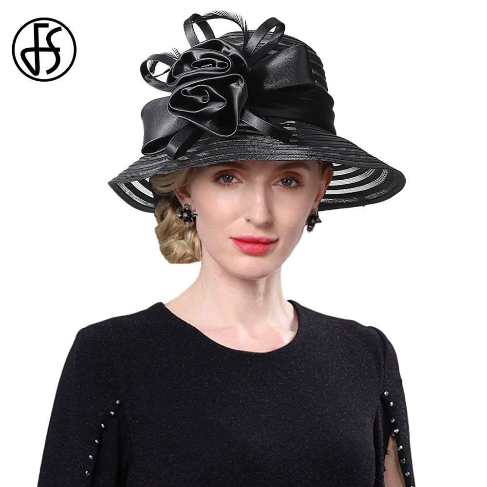 Hat Floppy Wide - FS Black Red Wide Brim Organza