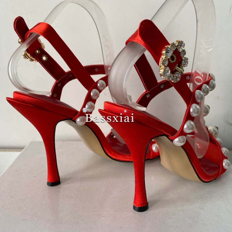 Pearl Bead Decor T-Strap Stile - Sandal Strappy Heeled avaliação e preço