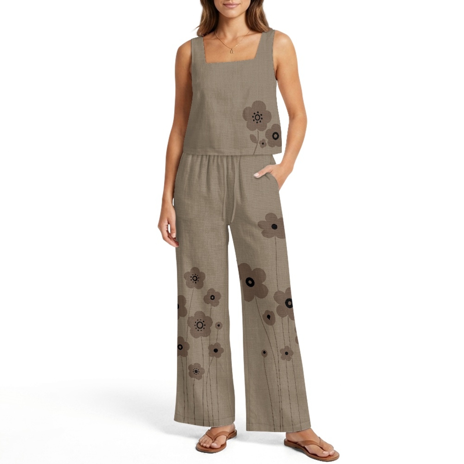 INSTANTARTS Women’s Linen Vest - Linen Pant Wide avaliação e preço