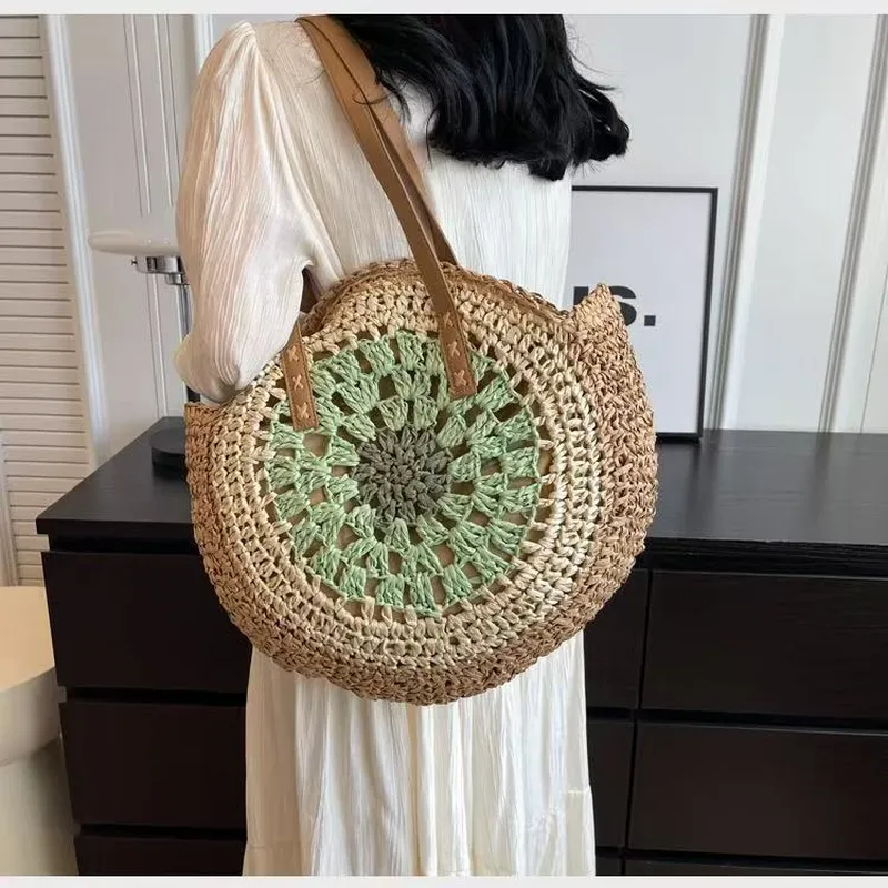 Straw Beach Tote Bag Handwoven - Tote Bag Beach avaliação e preço