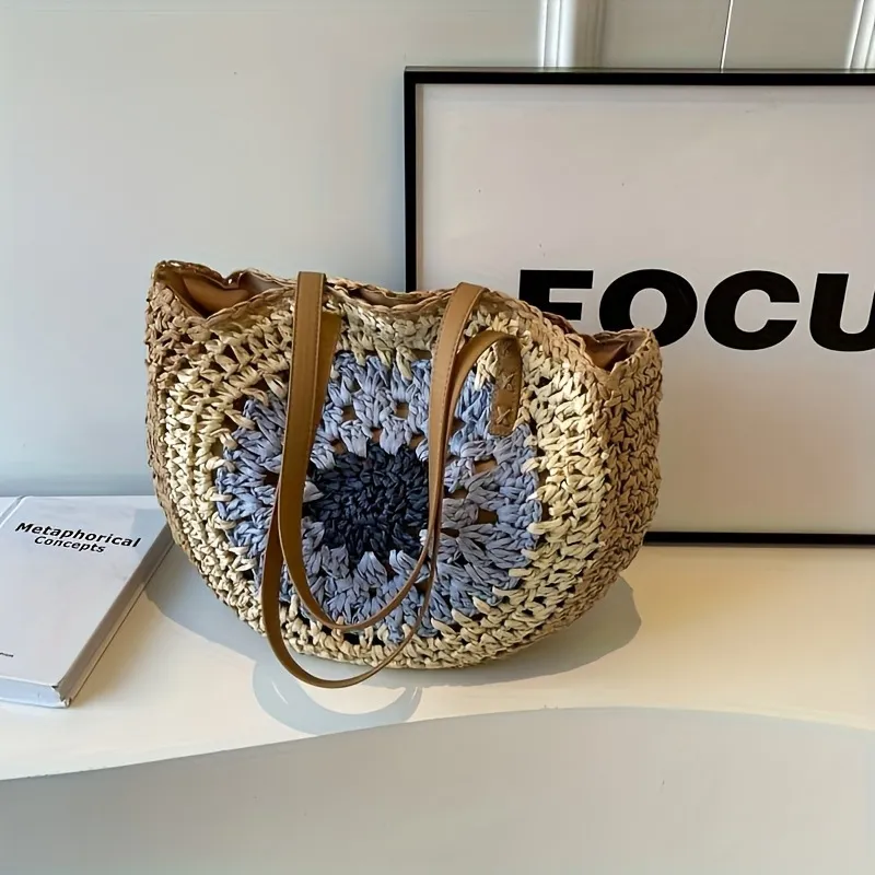 Straw Beach Tote Bag Handwoven - Tote Bag Beach avaliação e preço