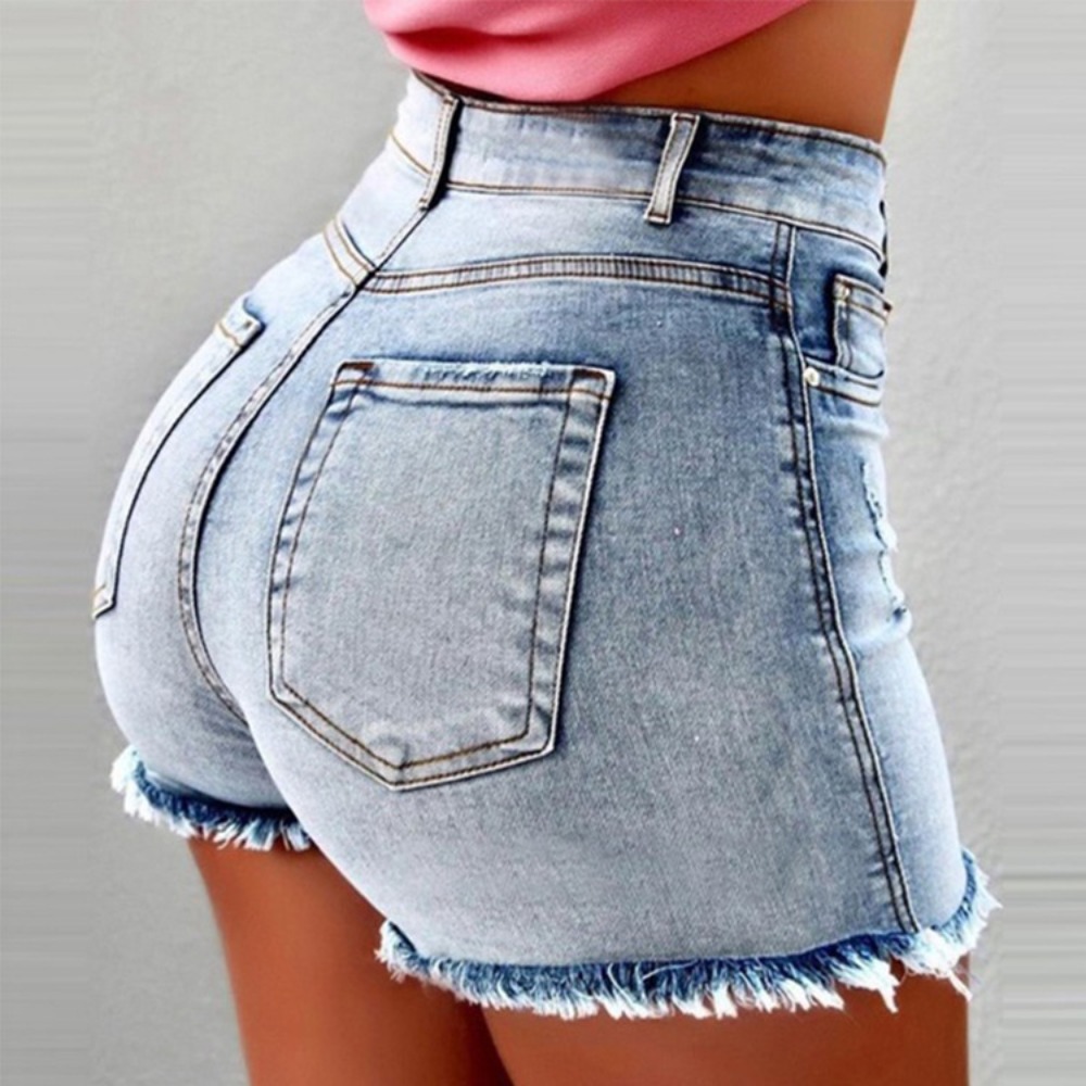 Women's High Waisted Distresse - Shorts Denim Frayed avaliação e preço