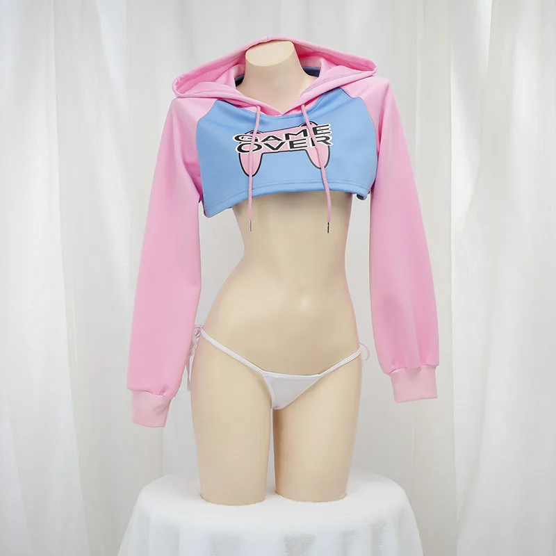 Cute Long Sleeve Crop Top Hood - Crop Top Crochet avaliação e preço