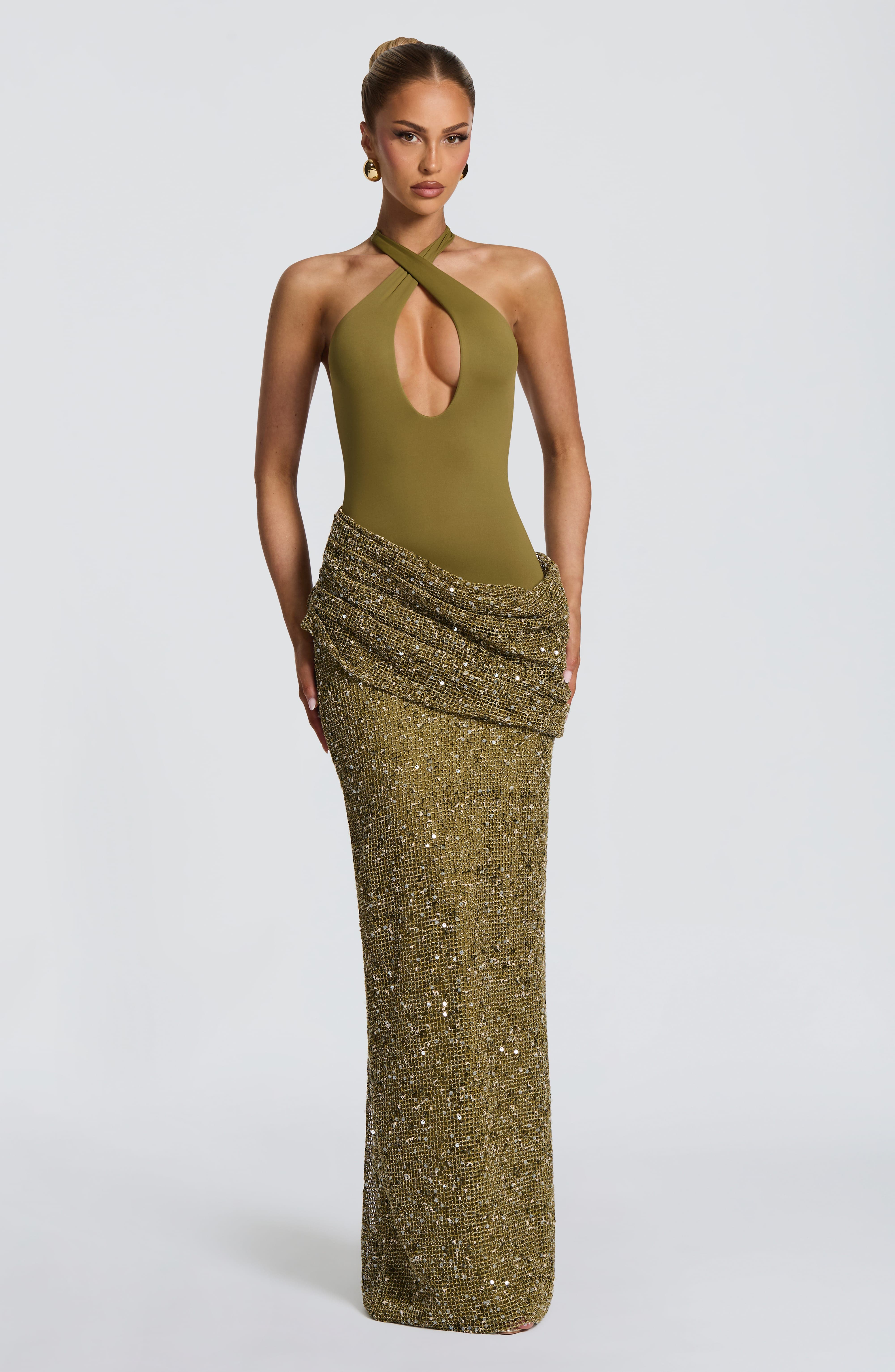 Halter Neck Sequin Mermaid Max - Maxi Dress Halter avaliação e preço