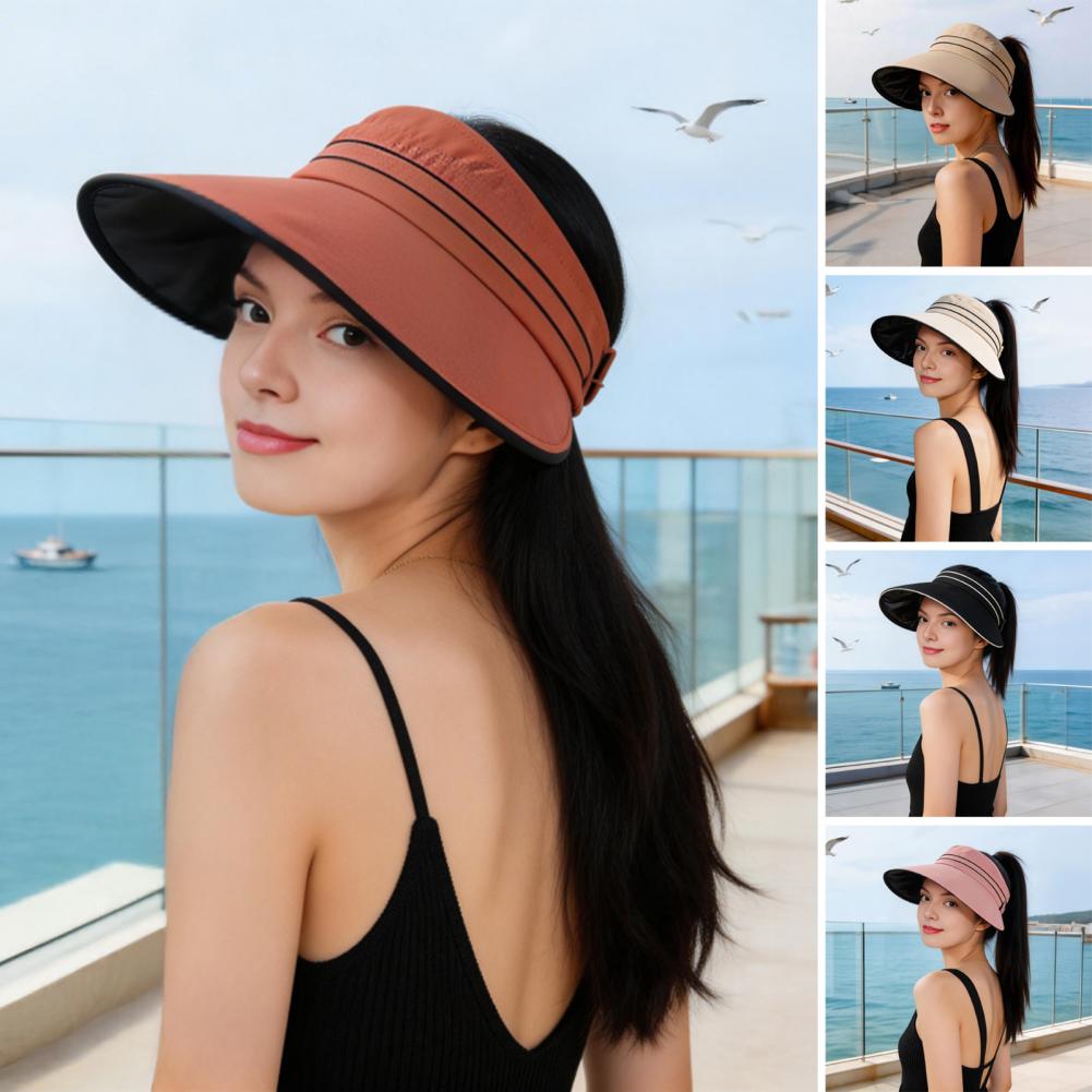 Women Sun Hat with Ponytail Ho - Hat Floppy Wide avaliação e preço