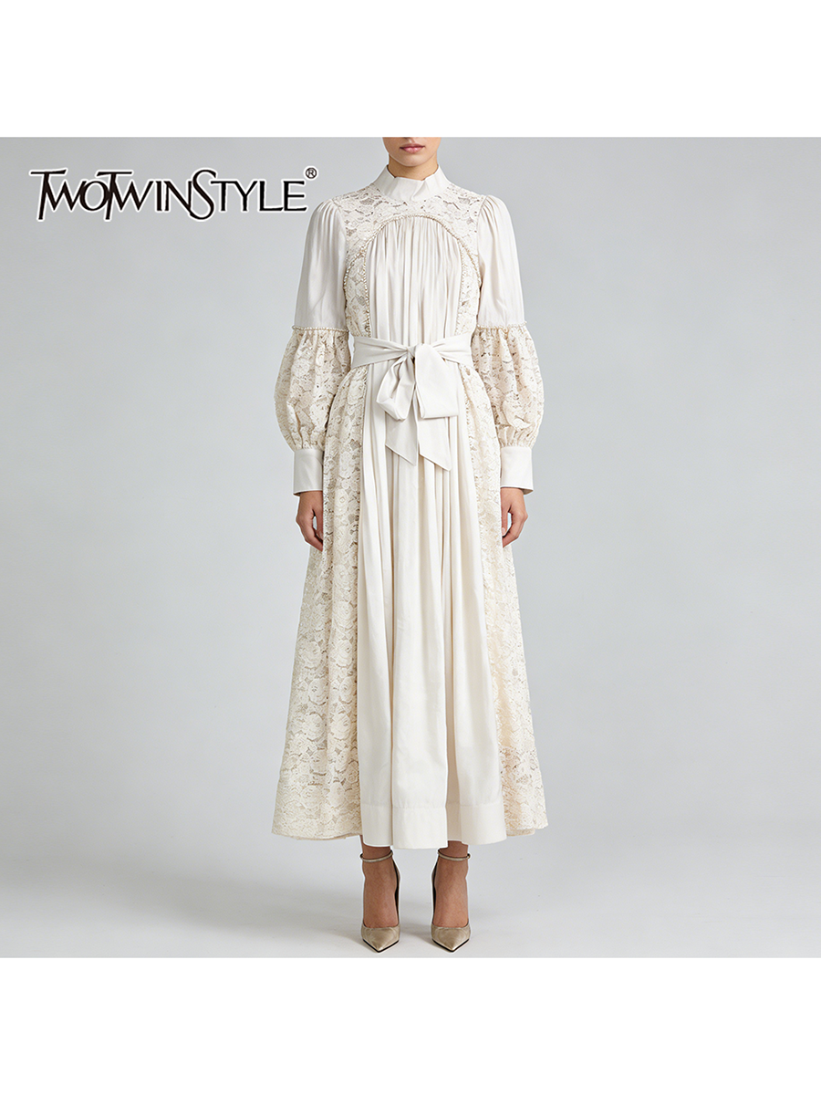 TWOTWINSTYLE Solid Patchwork L - Linen Dress Wrap avaliação e preço