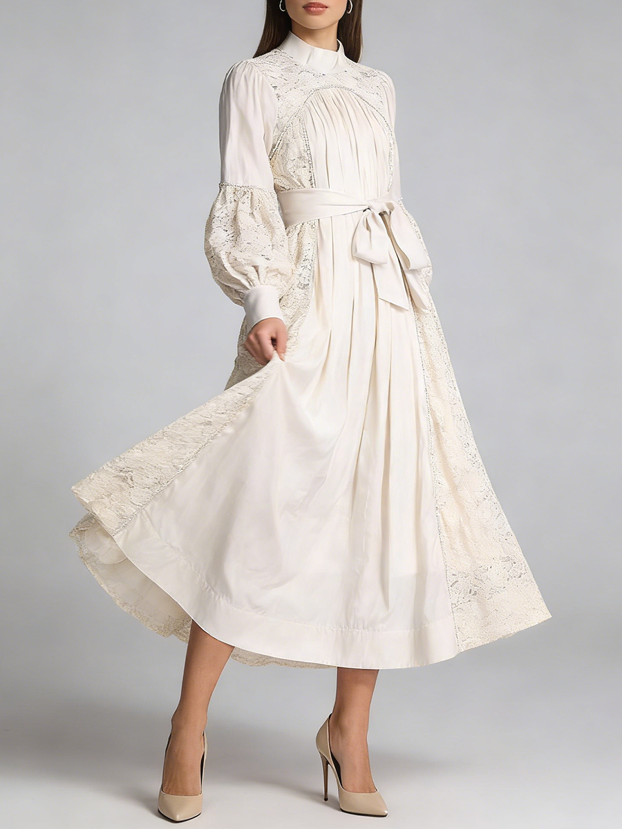 TWOTWINSTYLE Solid Patchwork L - Linen Dress Wrap avaliação e preço