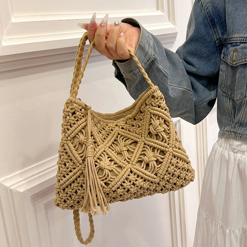 Fashion Woven Hollow Out Shoul - Crochet Bag Raffia avaliação e preço