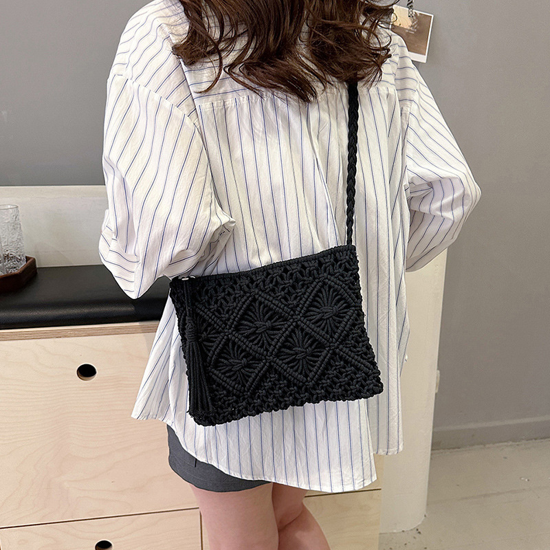 Fashion Woven Hollow Out Shoul - Crochet Bag Raffia avaliação e preço