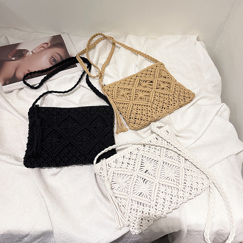 Fashion Woven Hollow Out Shoul - Crochet Bag Raffia avaliação e preço