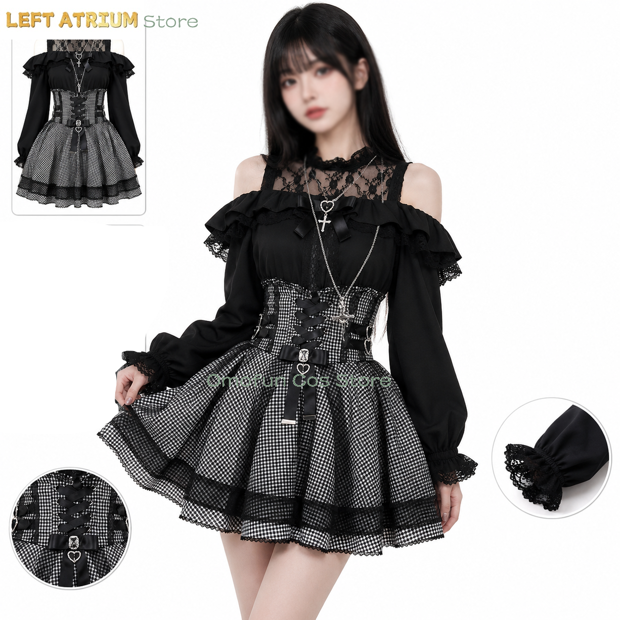 Jirai kei Lolita Dress Skirts  - Blouse Off Shoulder avaliação e preço