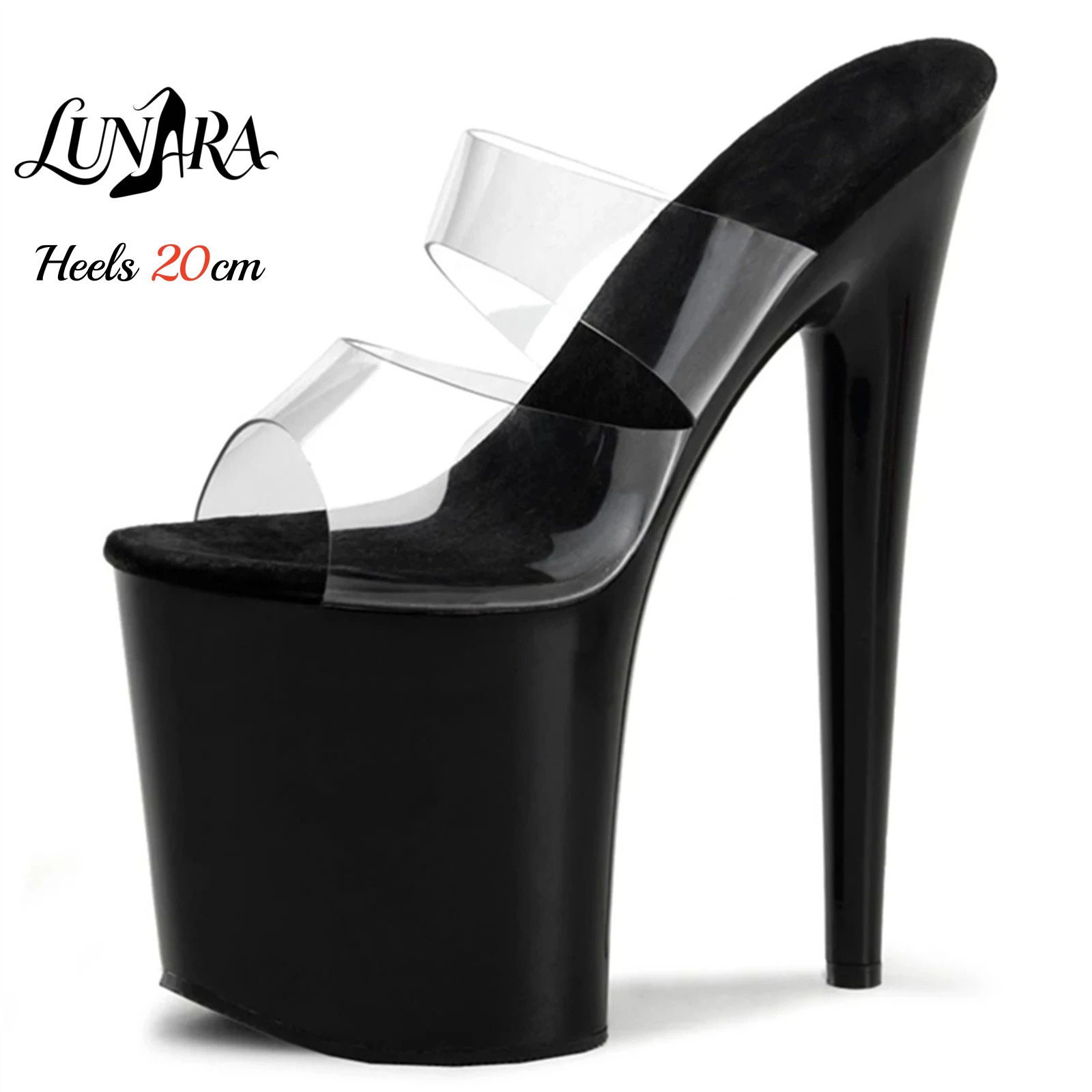 20cm Clear PVC Strappy Ultra H - Sandal Strappy Heeled avaliação e preço