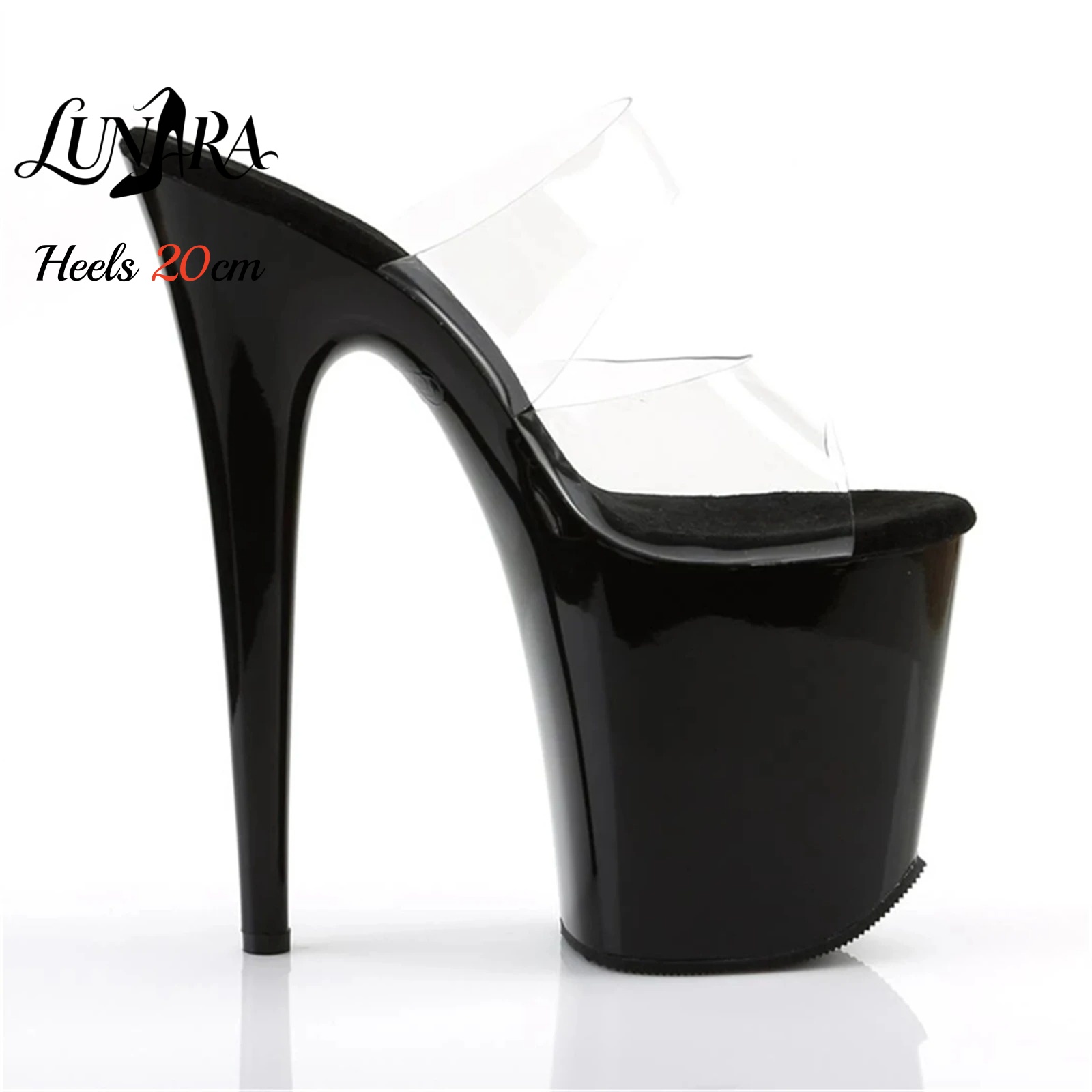 20cm Clear PVC Strappy Ultra H - Sandal Strappy Heeled avaliação e preço