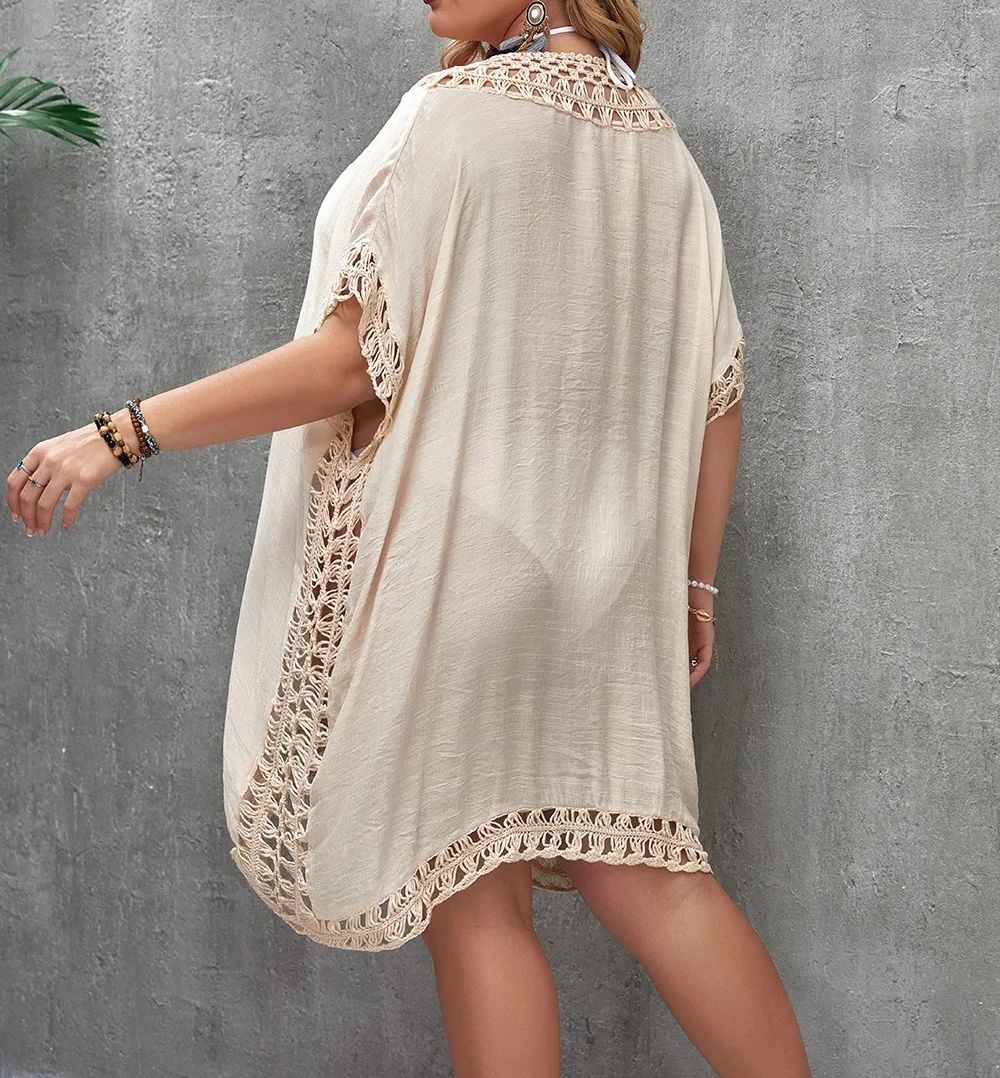 CROCHET BIKINI-Plus Size Beach - Cover Up Kaftan avaliação e preço