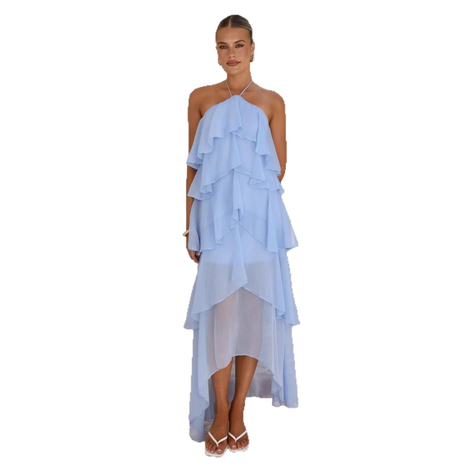 Elegant Party Maxi Dress Chiff - Maxi Dress Halter avaliação e preço