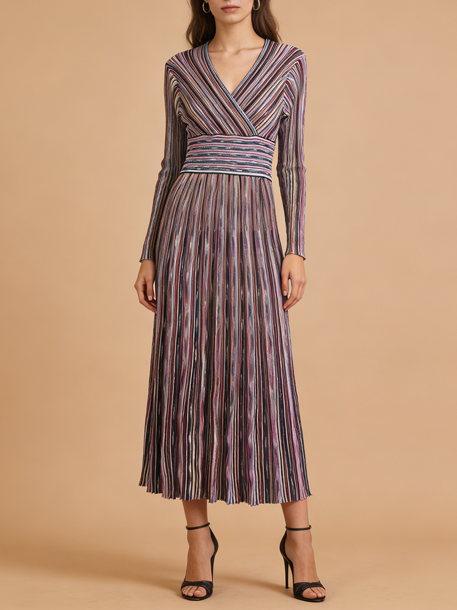 VGH Casual Commute Striped Kni - Linen Dress Wrap avaliação e preço