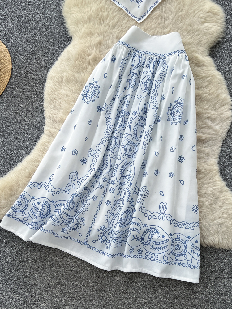 Summer Floral Embroidery Two-P - Maxi Dress Halter avaliação e preço