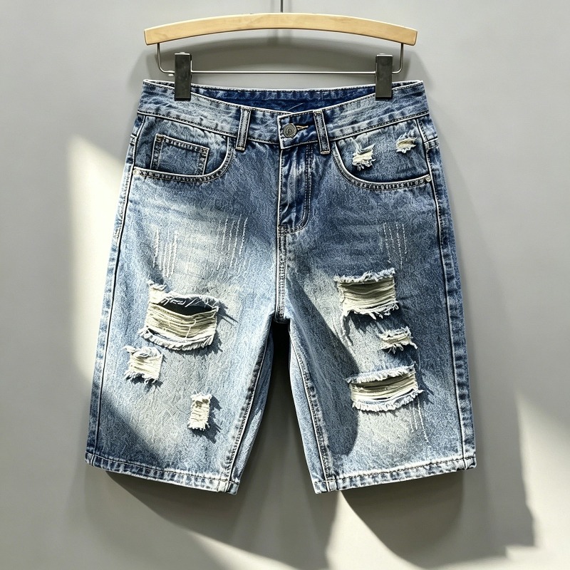 Men Korean Style Distressed De - Shorts Denim Frayed avaliação e preço