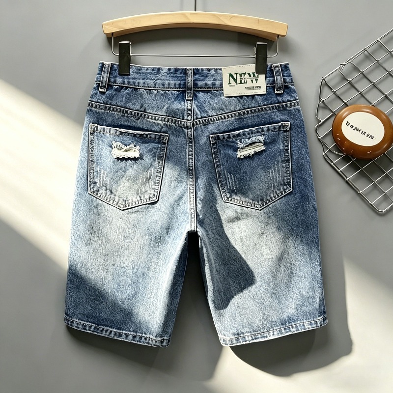 Men Korean Style Distressed De - Shorts Denim Frayed avaliação e preço