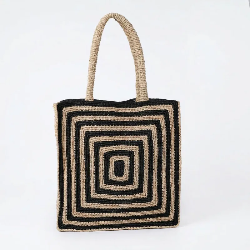 Striped raffia woven straw bag - Tote Bag Beach avaliação e preço