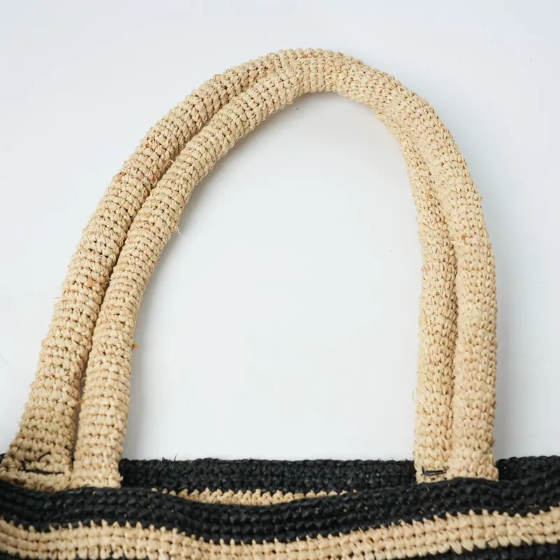 Striped raffia woven straw bag - Tote Bag Beach avaliação e preço