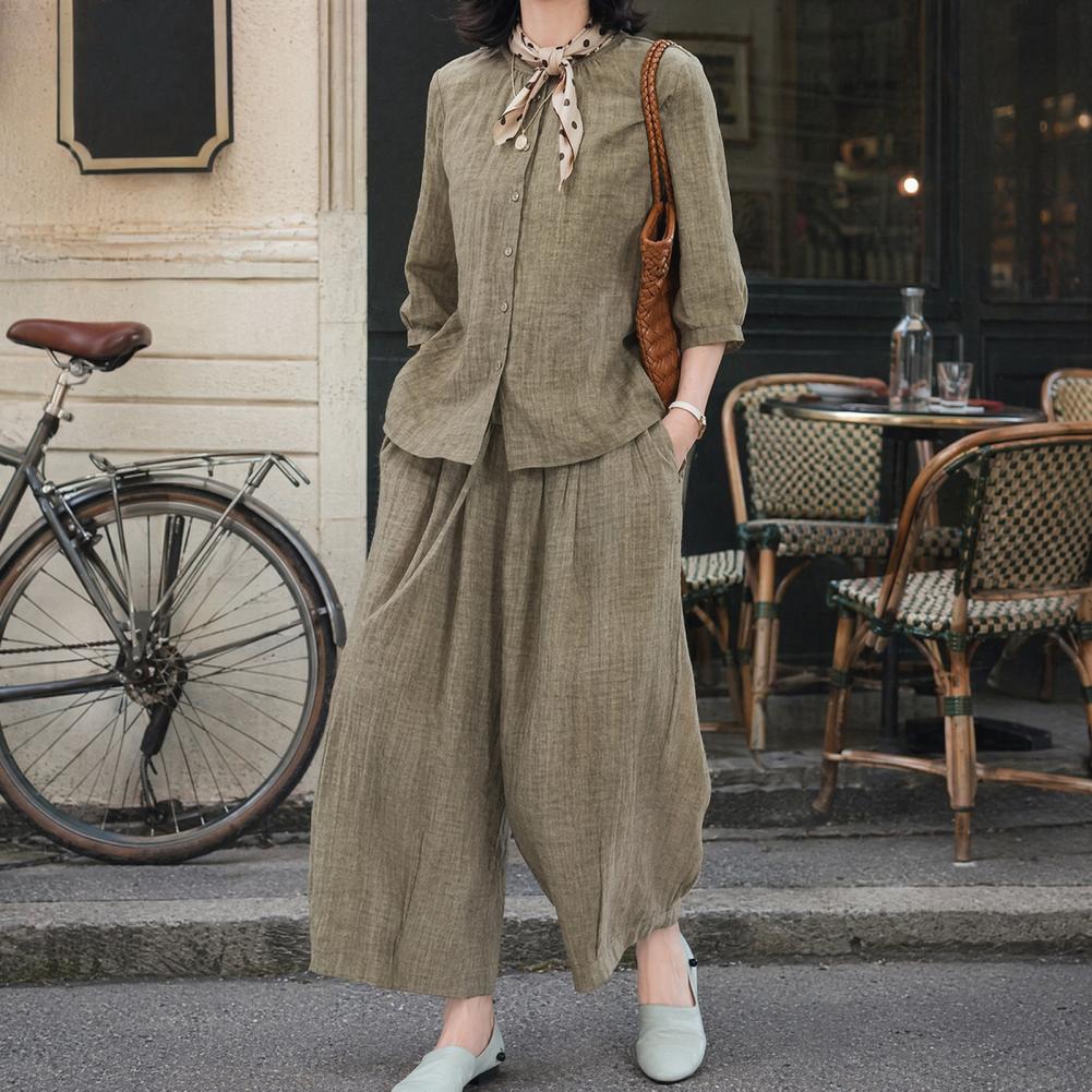 2026 Plus Size Casual Suit Wom - Linen Pant Wide avaliação e preço