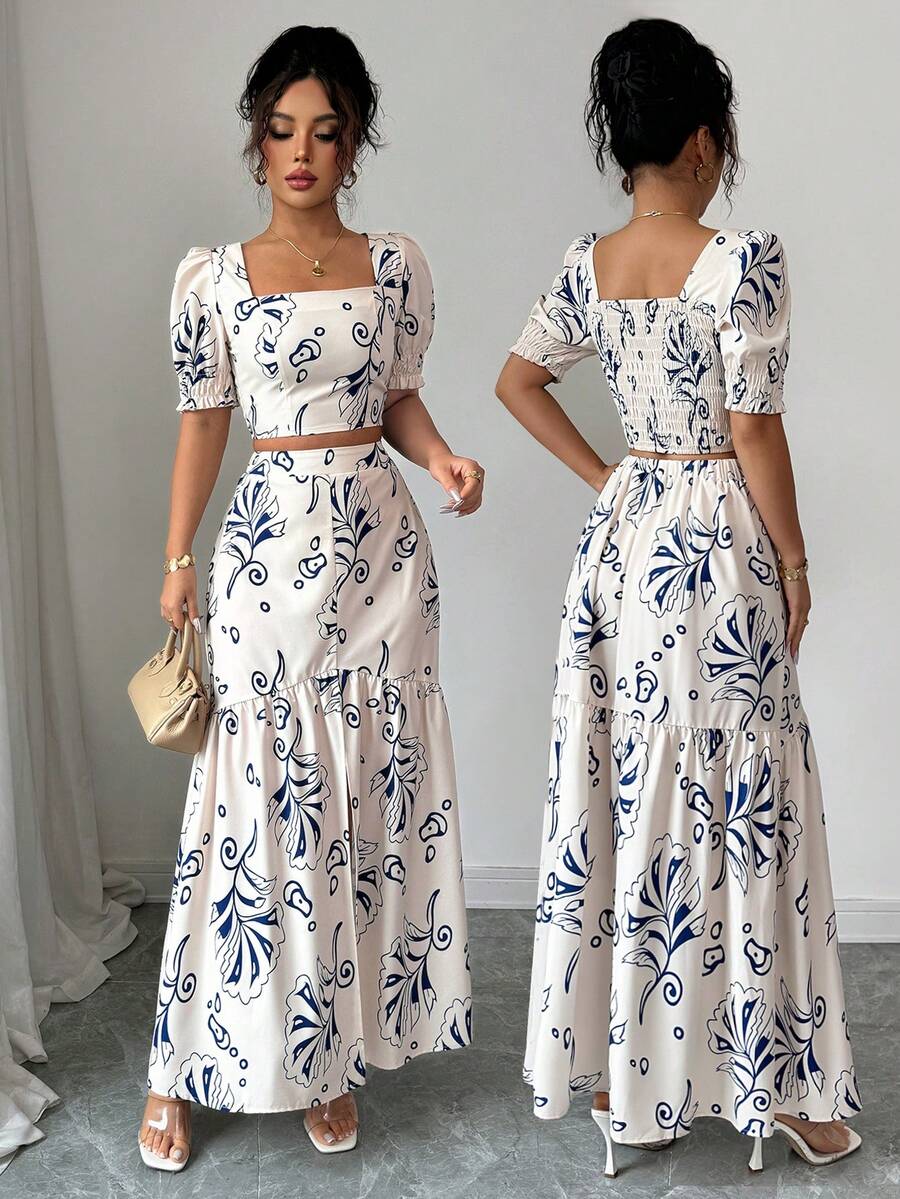 Floral Print Women 2Pcs Outfit - Romper Floral Print avaliação e preço