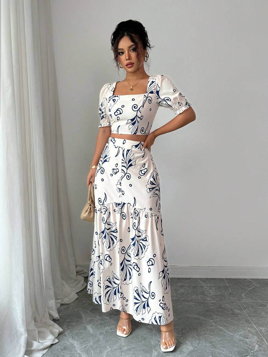 Floral Print Women 2Pcs Outfit - Romper Floral Print avaliação e preço