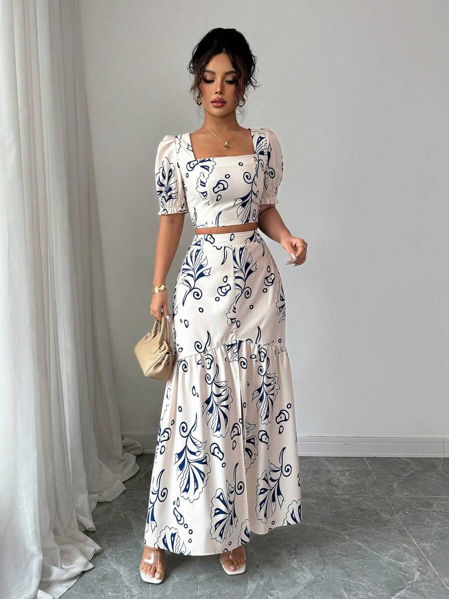 Floral Print Women 2Pcs Outfit - Romper Floral Print avaliação e preço
