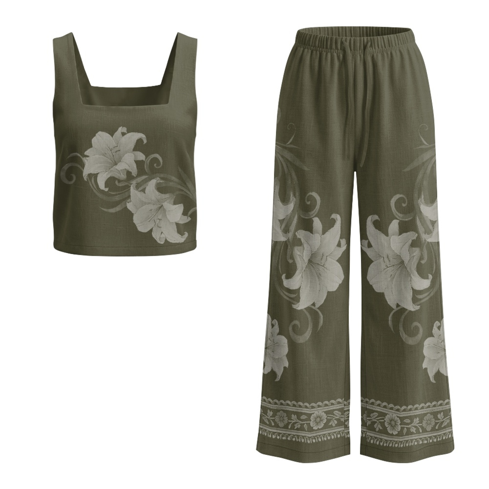 INSTANTARTS Women’s Linen Vest - Linen Pant Wide avaliação e preço