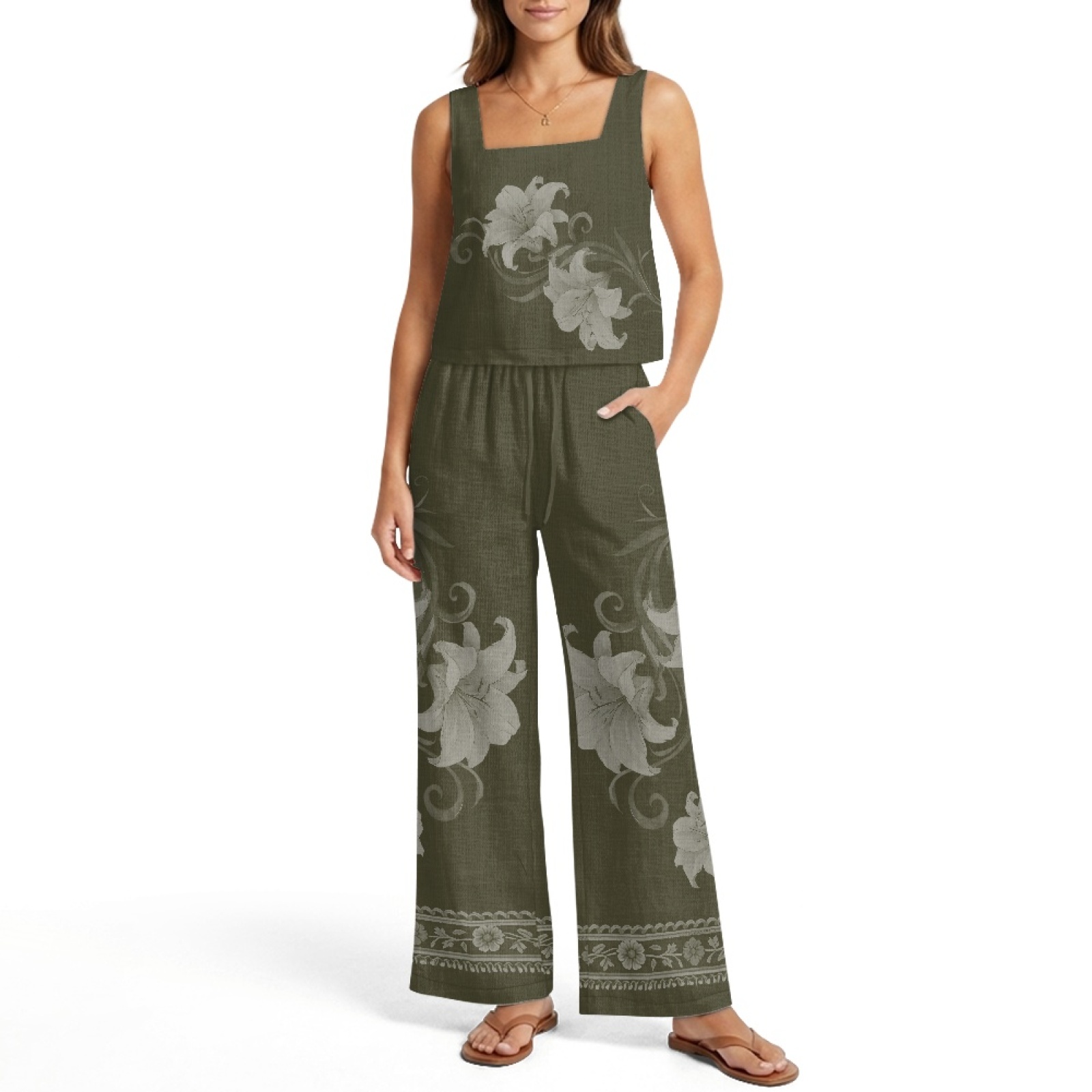 INSTANTARTS Women’s Linen Vest - Linen Pant Wide avaliação e preço