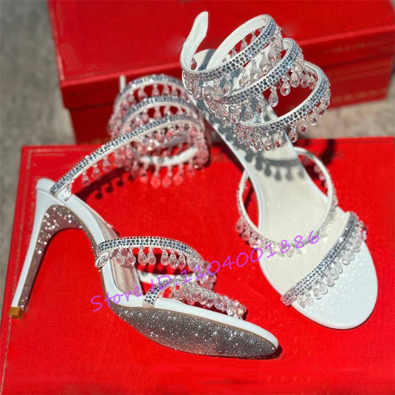Rhinestone Snake Shape Ankle S - Sandal Strappy Heeled avaliação e preço