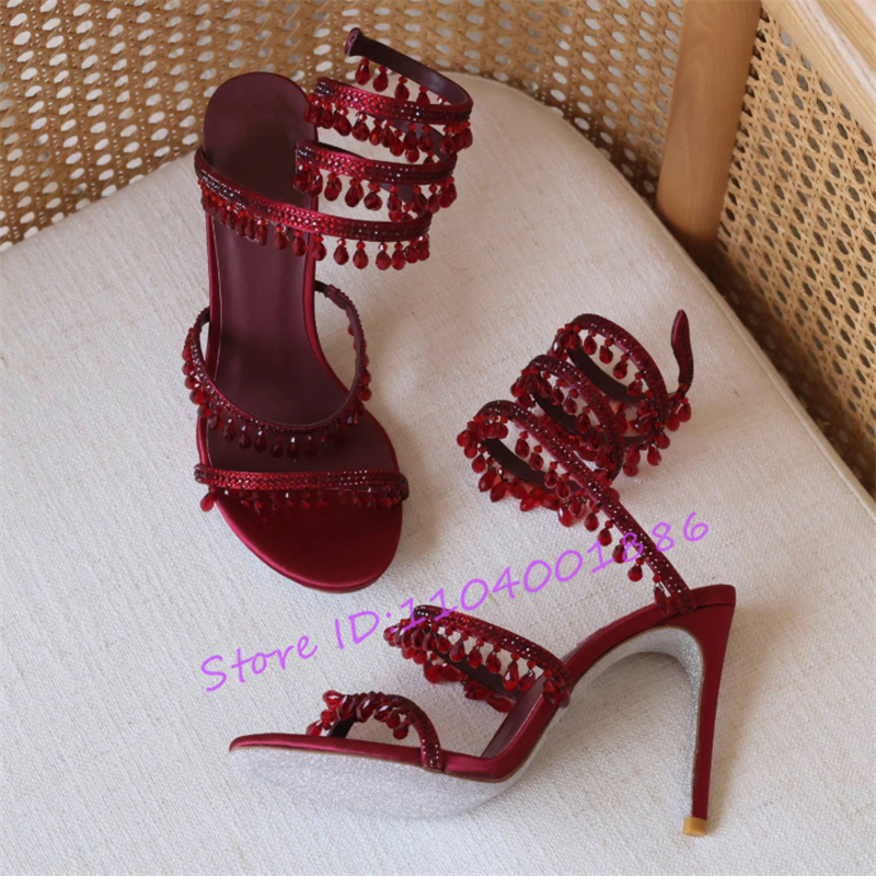 Rhinestone Snake Shape Ankle S - Sandal Strappy Heeled avaliação e preço