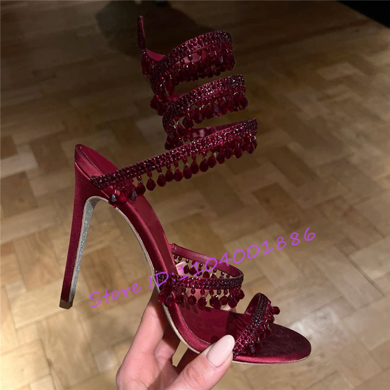Rhinestone Snake Shape Ankle S - Sandal Strappy Heeled avaliação e preço