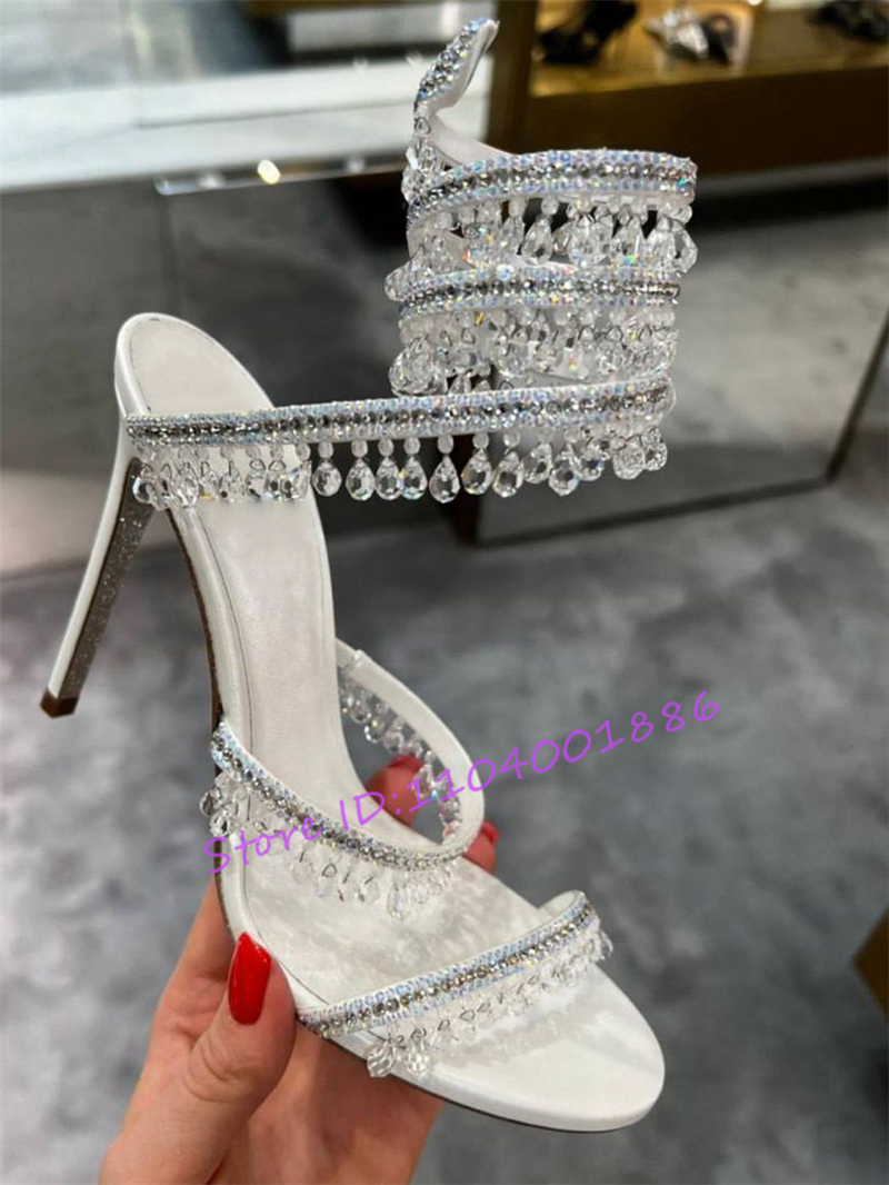 Rhinestone Snake Shape Ankle S - Sandal Strappy Heeled avaliação e preço