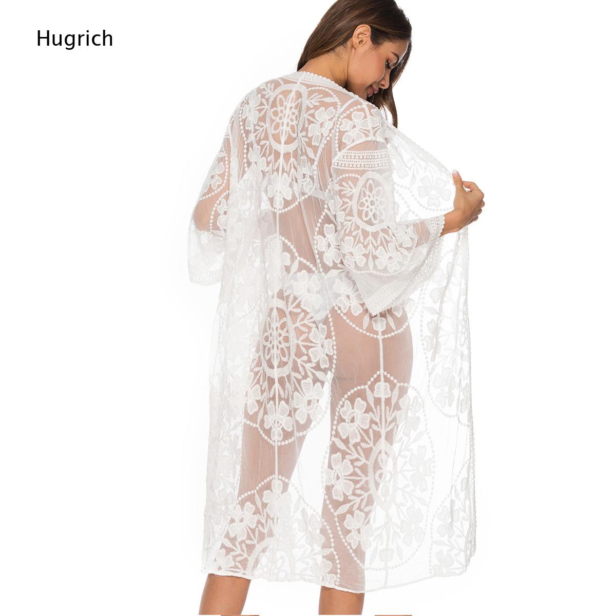 Solid White Floral Embroidery  - Kimono Sheer Floral avaliação e preço