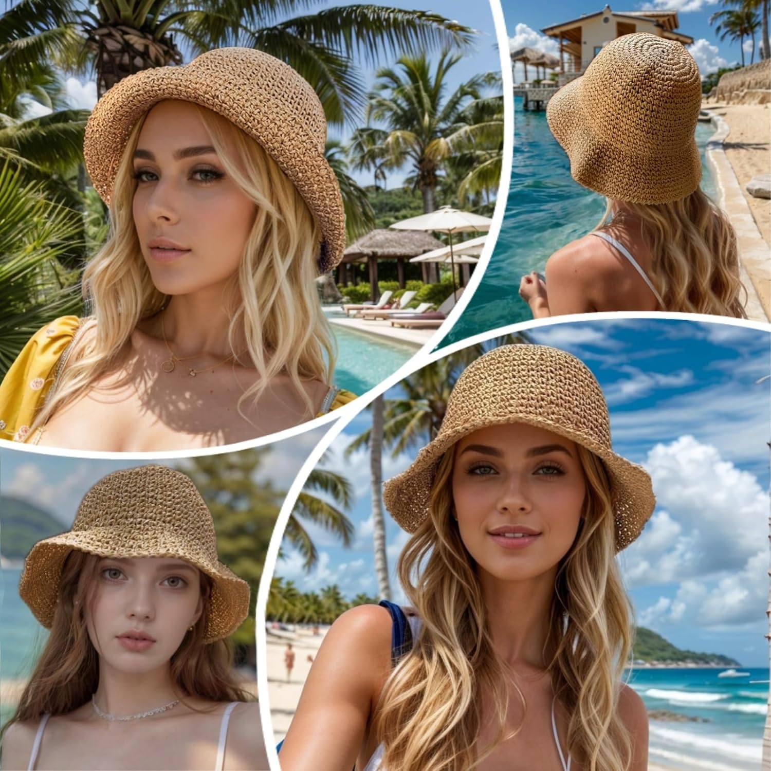 Floppy Big Beach Straw Hats fo - Hat Floppy Wide avaliação e preço