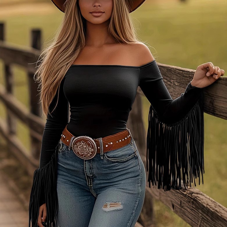 Women Clothes Longsleeve Blous - Blouse Off Shoulder avaliação e preço