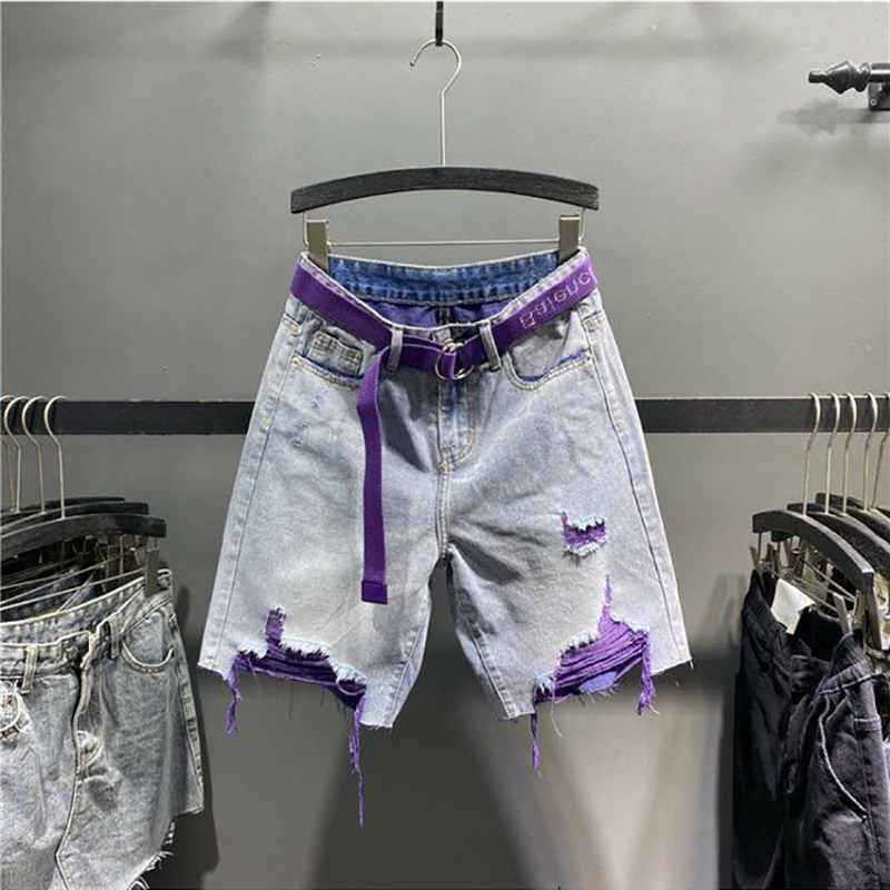 Y2K Purple Liner Distressed De - Shorts Denim Frayed avaliação e preço