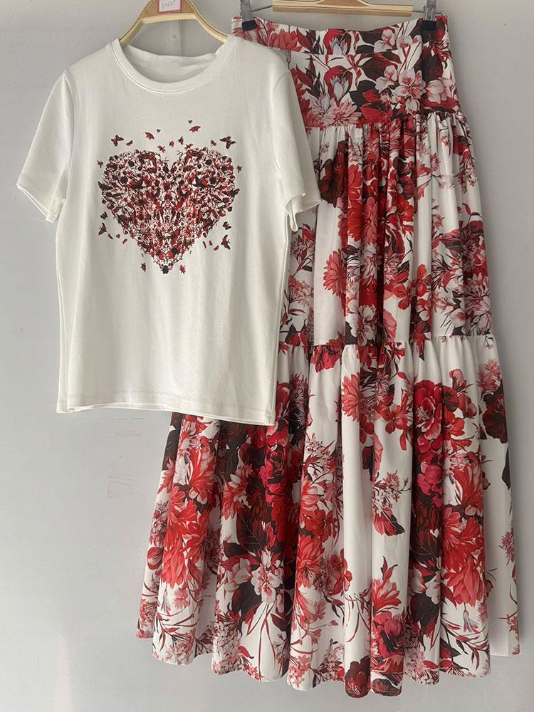 2026 New Summer Women  Floral  - Midi Skirt Floral avaliação e preço