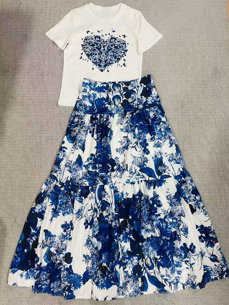 2026 New Summer Women  Floral  - Midi Skirt Floral avaliação e preço