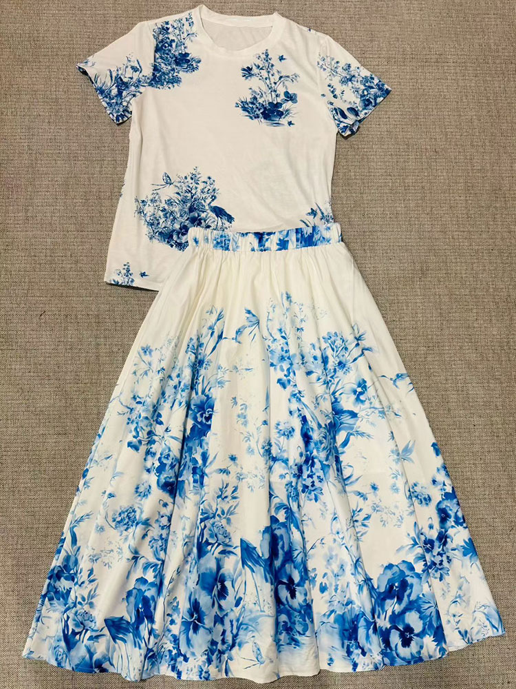 2026 New Summer Women  Floral  - Midi Skirt Floral avaliação e preço