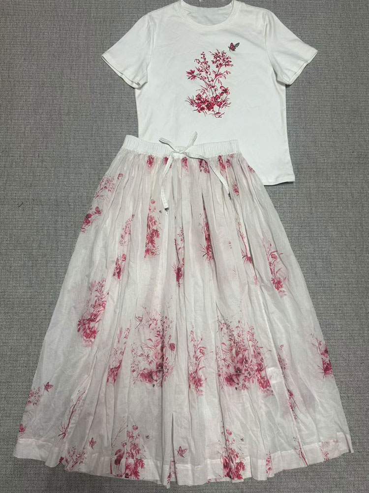 2026 New Summer Women  Floral  - Midi Skirt Floral avaliação e preço