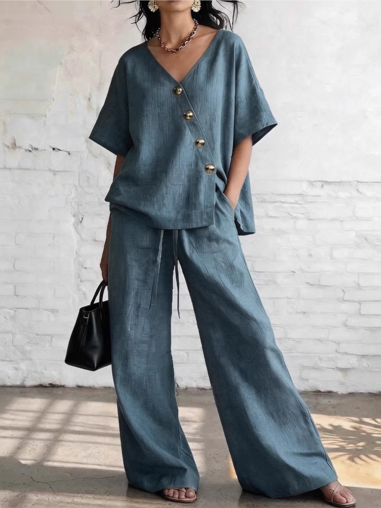 Casual Cotton Loose Pants Sets - Linen Pant Wide avaliação e preço