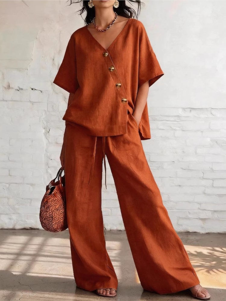 Casual Cotton Loose Pants Sets - Linen Pant Wide avaliação e preço