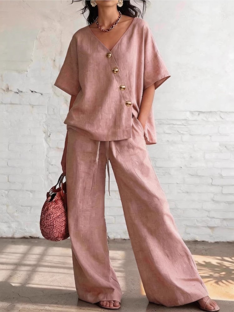 Casual Cotton Loose Pants Sets - Linen Pant Wide avaliação e preço