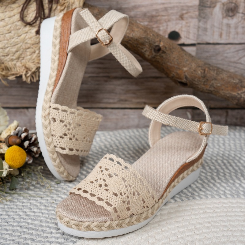 Women Lace Wedge Sandals Espad - Wedge Espadrille Women avaliação e preço