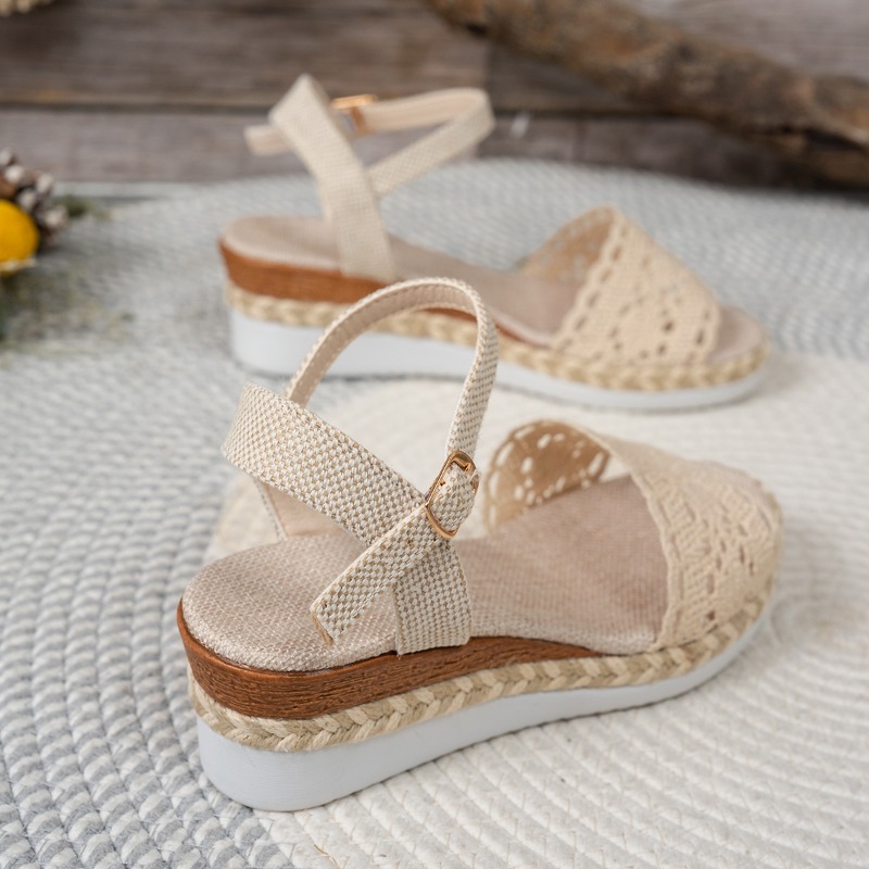 Women Lace Wedge Sandals Espad - Wedge Espadrille Women avaliação e preço