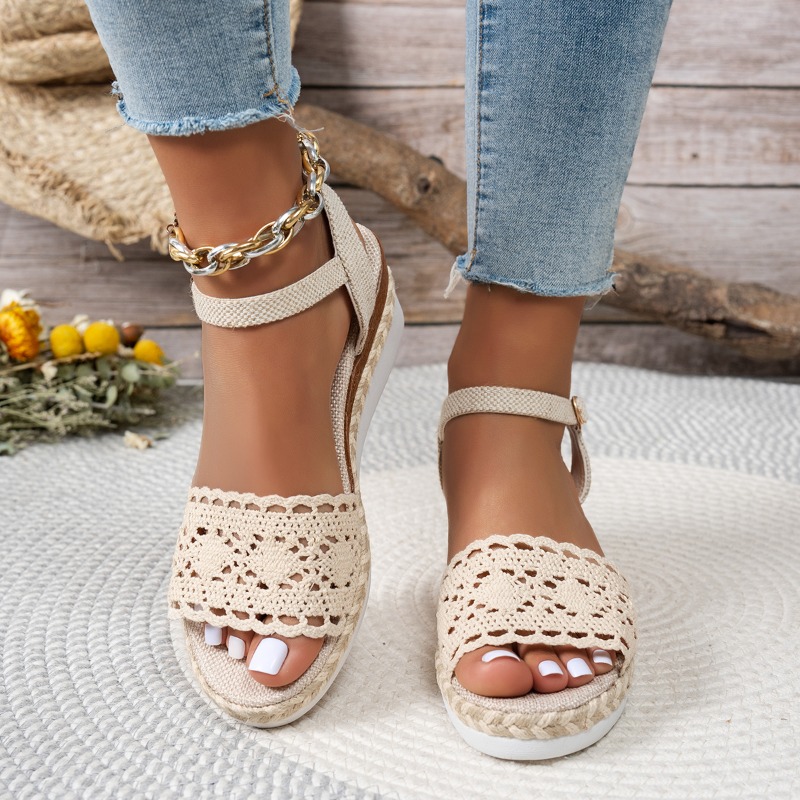 Women Lace Wedge Sandals Espad - Wedge Espadrille Women avaliação e preço
